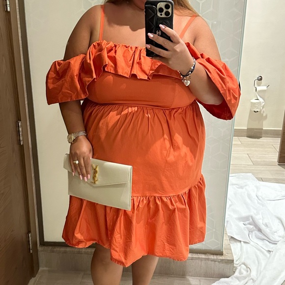 Eloquii cold shoulder dress Orange 18w - Picture 5 of 5